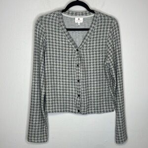 Sundry | Women’s Soft Grey Houndstooth Cardigan Size Large